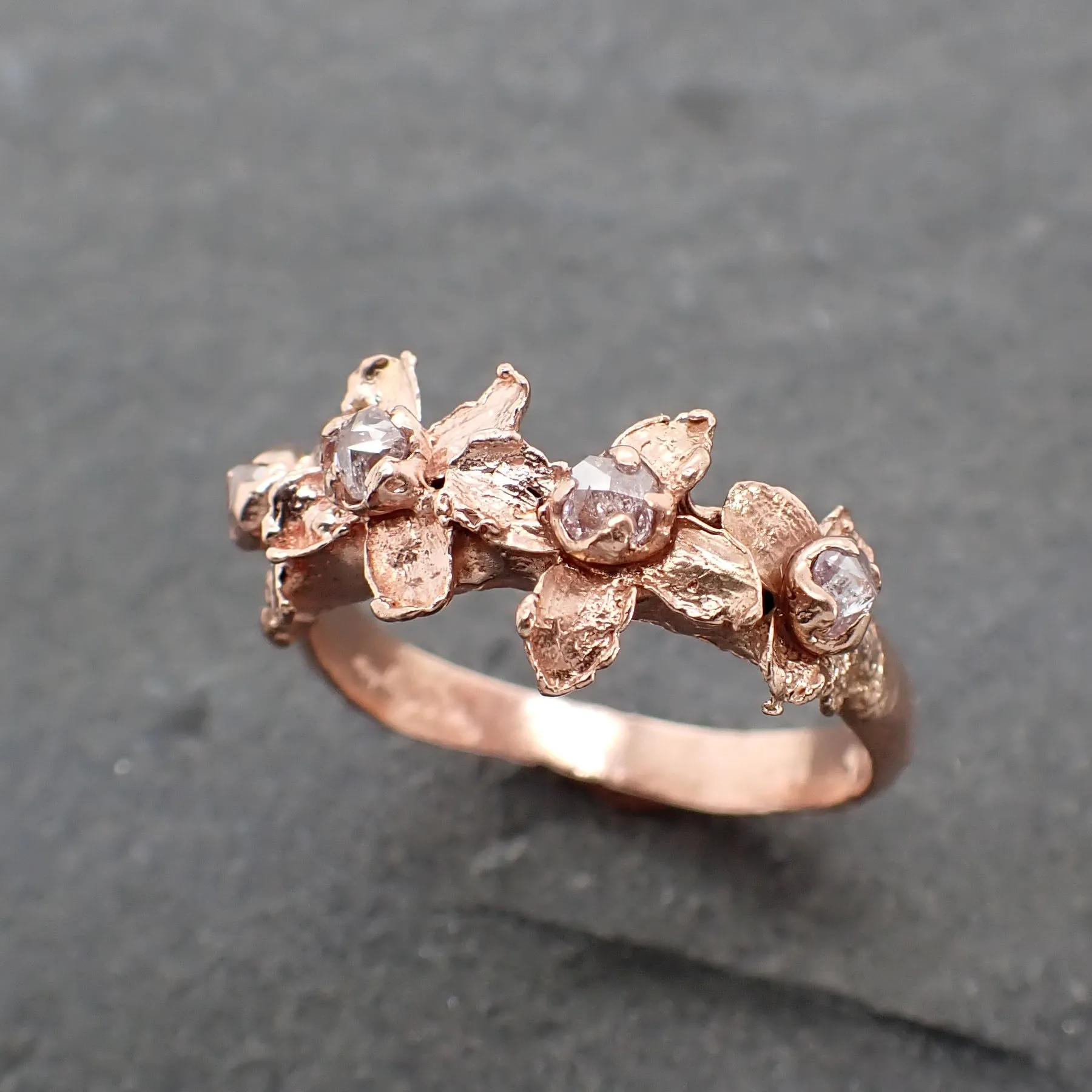 real flower and rubies 14k rose gold wedding engagement ring enchanted garden floral ring byangeline 2499_custom_ruby Alternative Engagement