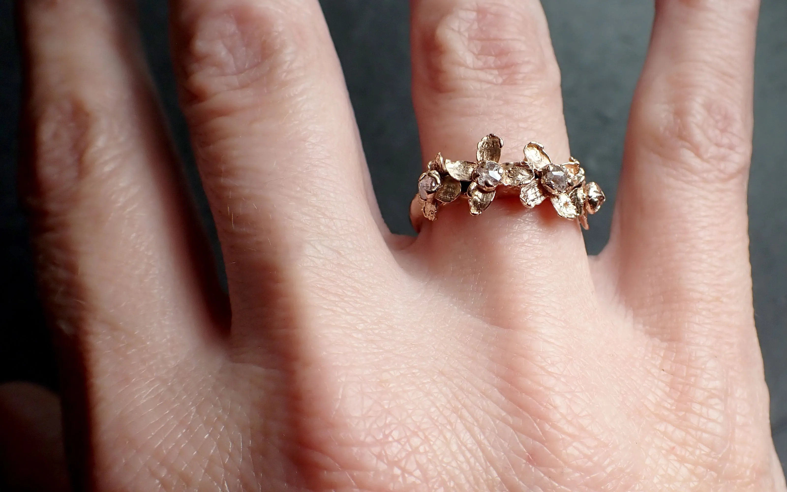 real flower and rubies 14k rose gold wedding engagement ring enchanted garden floral ring byangeline 2499_custom_ruby Alternative Engagement