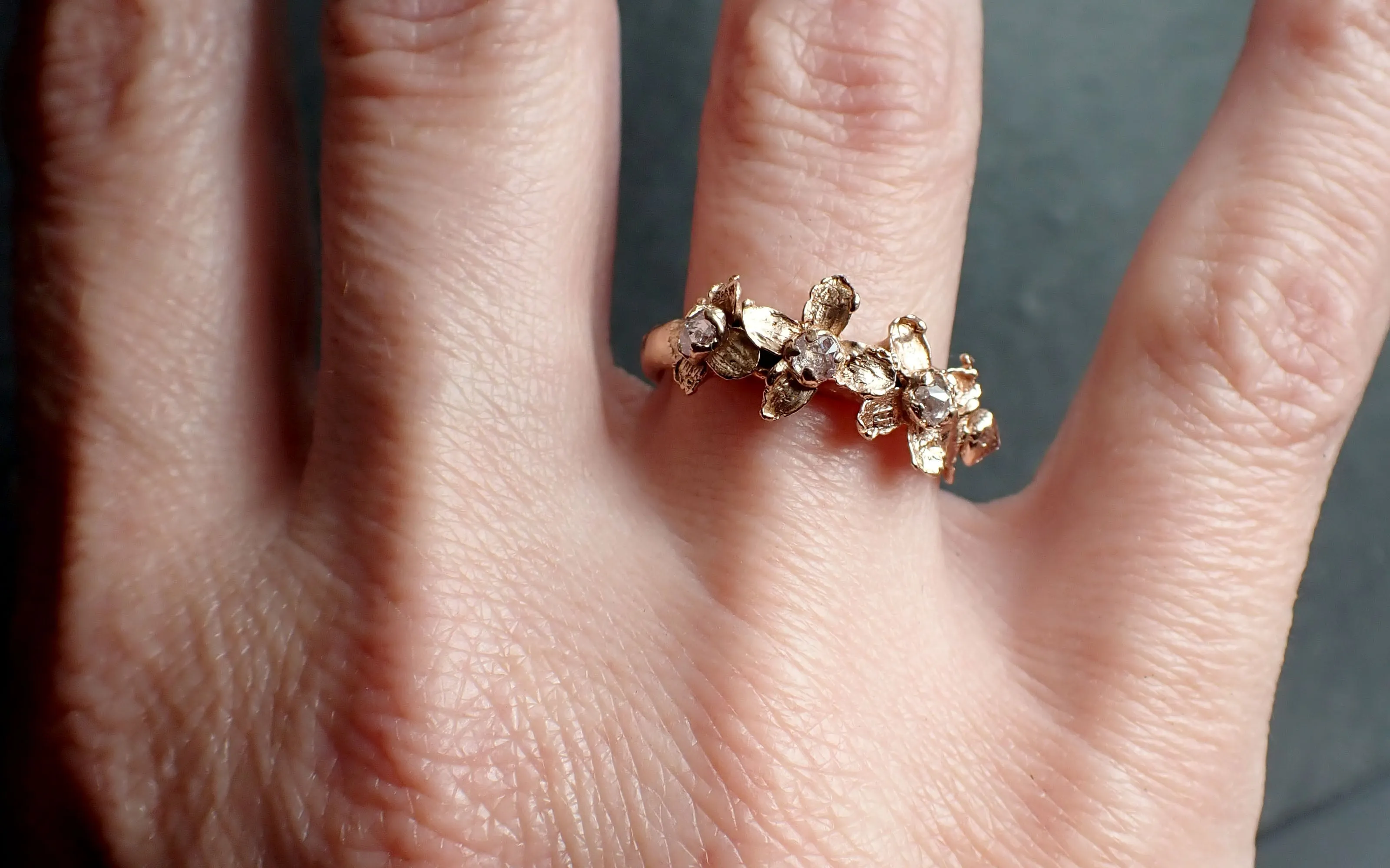 real flower and rubies 14k rose gold wedding engagement ring enchanted garden floral ring byangeline 2499_custom_ruby Alternative Engagement