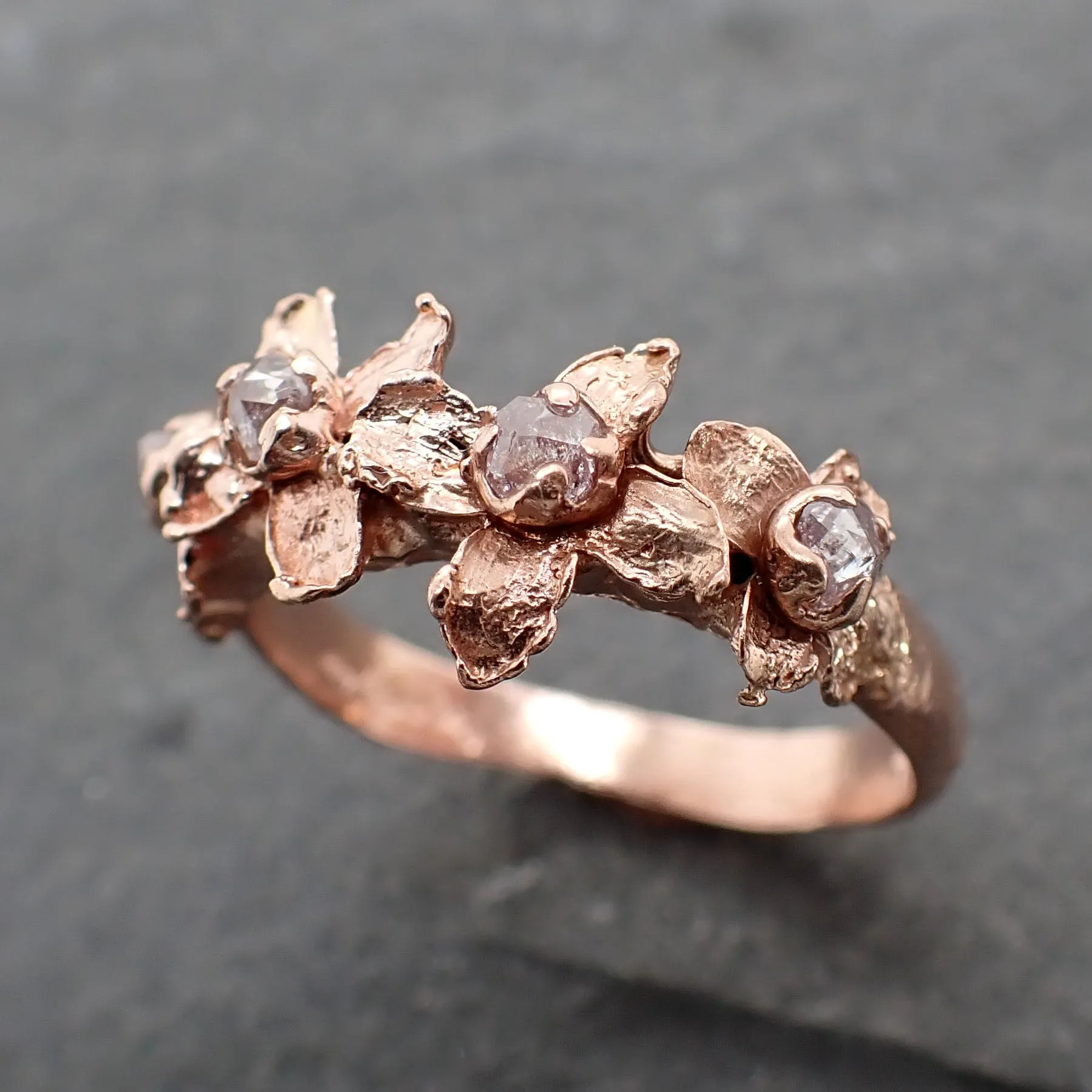 real flower and rubies 14k rose gold wedding engagement ring enchanted garden floral ring byangeline 2499_custom_ruby Alternative Engagement