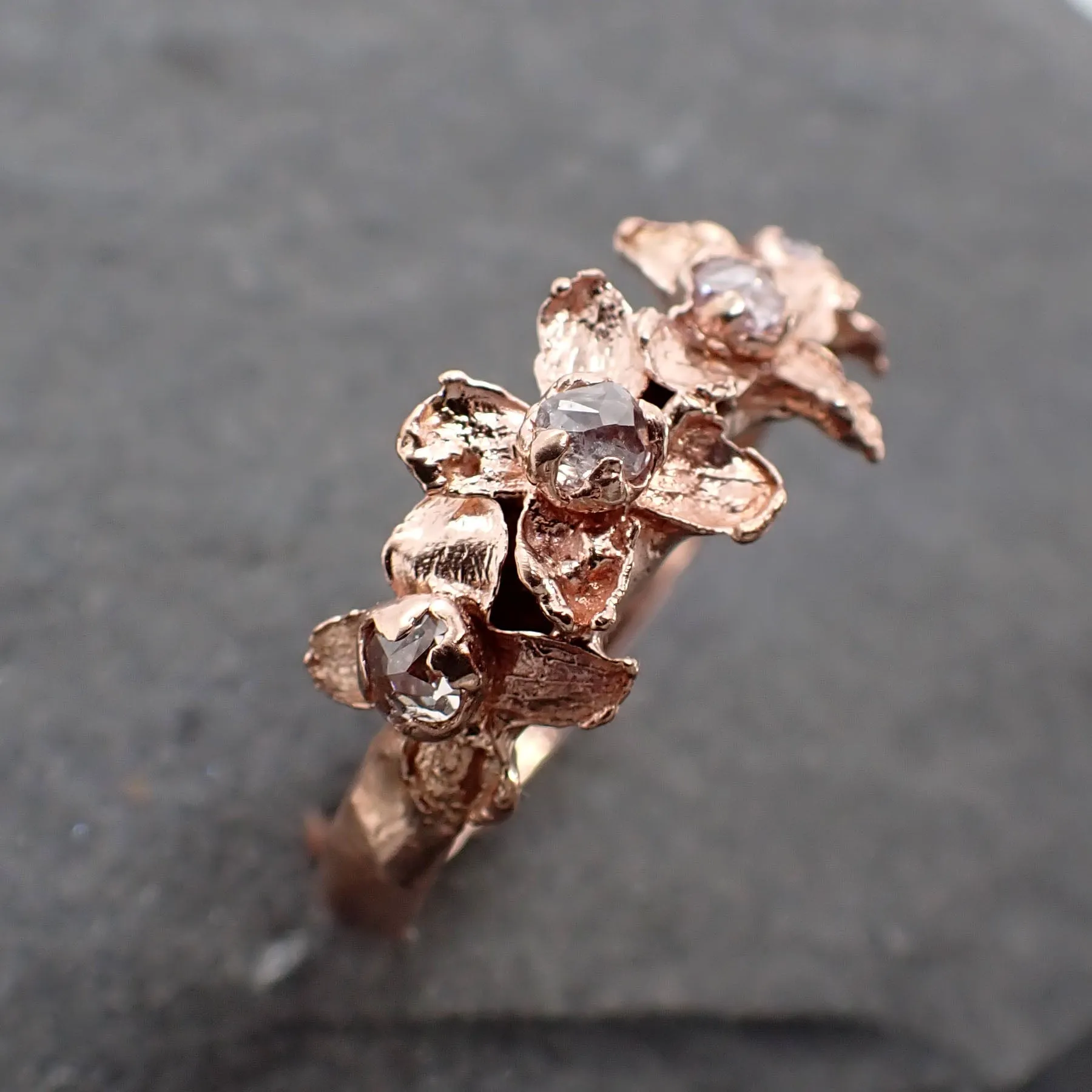real flower and rubies 14k rose gold wedding engagement ring enchanted garden floral ring byangeline 2499_custom_ruby Alternative Engagement