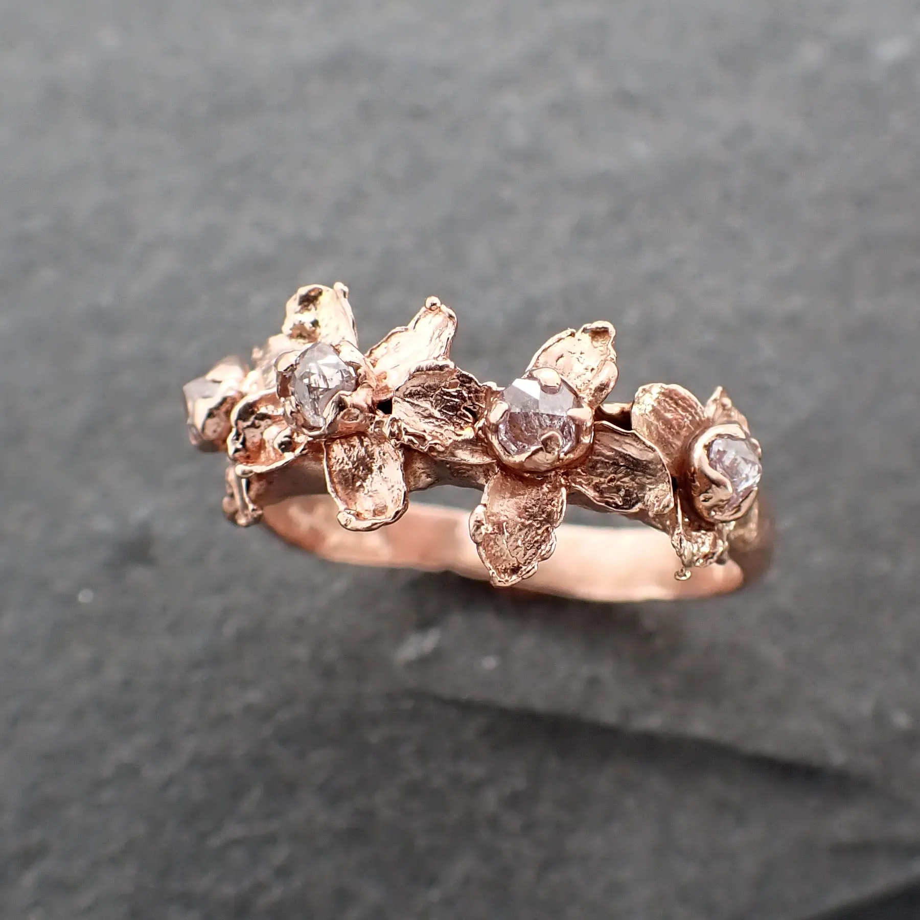real flower and rubies 14k rose gold wedding engagement ring enchanted garden floral ring byangeline 2499_custom_ruby Alternative Engagement