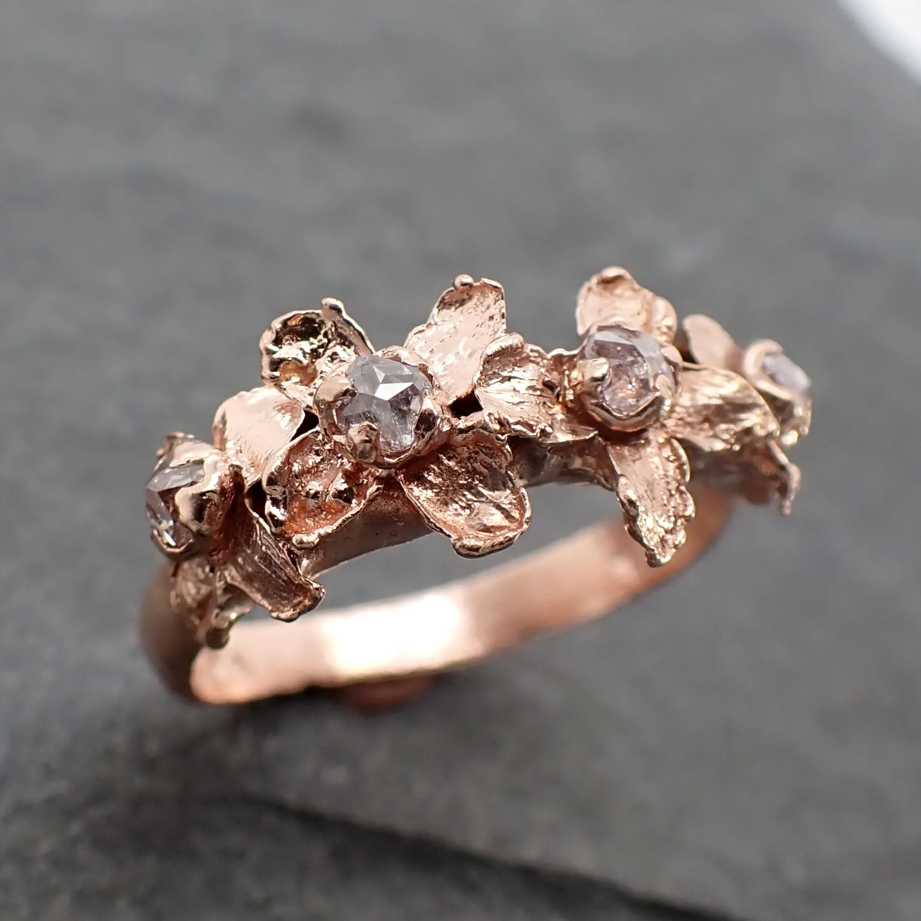 real flower and rubies 14k rose gold wedding engagement ring enchanted garden floral ring byangeline 2499_custom_ruby Alternative Engagement