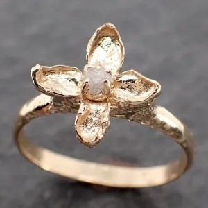 real lilac flower and rough diamond 14k yellow gold wedding engagement ring enchanted garden floral ring byangeline 2502 Alternative Engagement