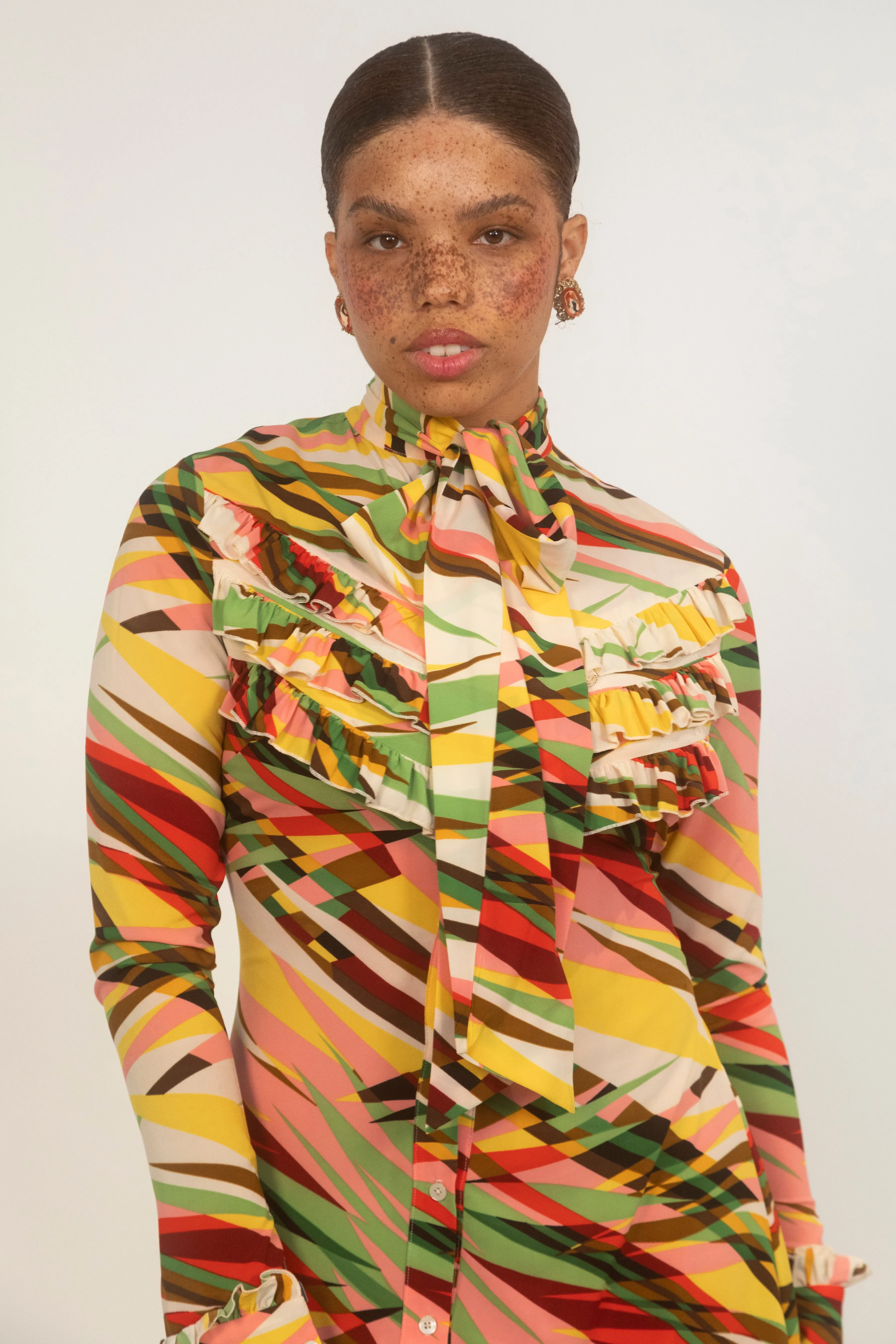 Rebecca Pussybow Dress - Abstract Print
