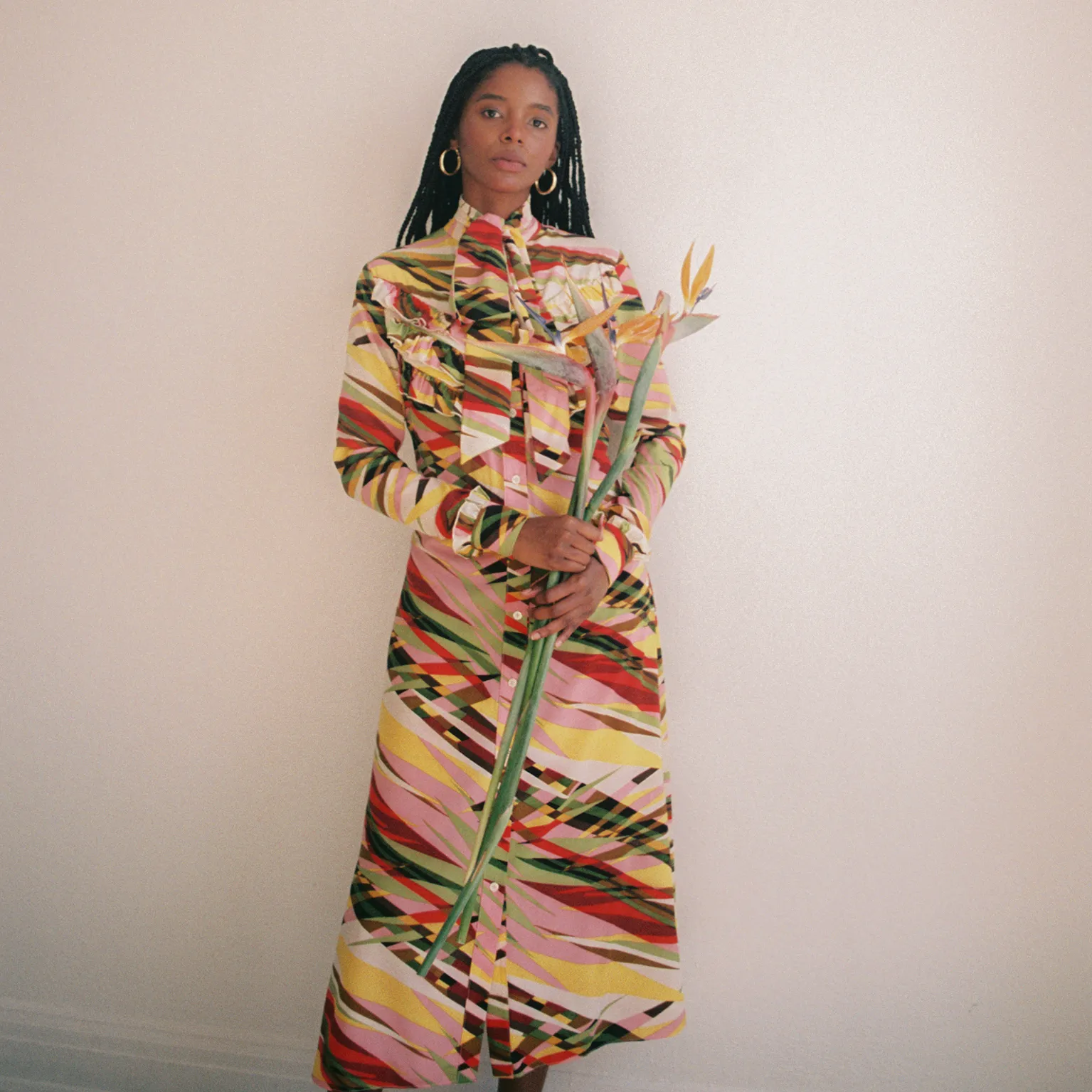 Rebecca Pussybow Dress - Abstract Print