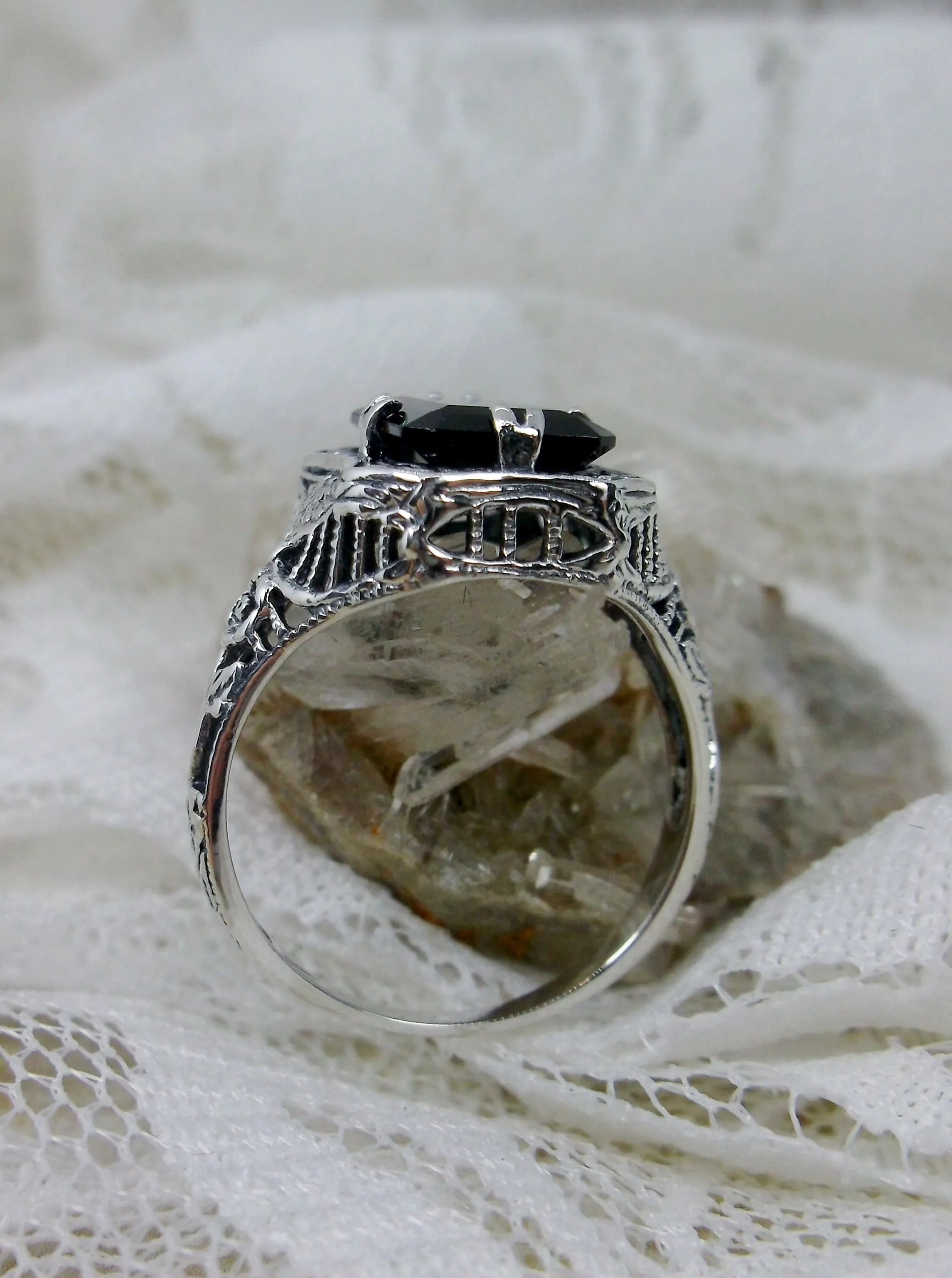 Red Garnet Ring, Natural or Simulated Gem, Lovely Rectangle Edwardian Jewelry #D148