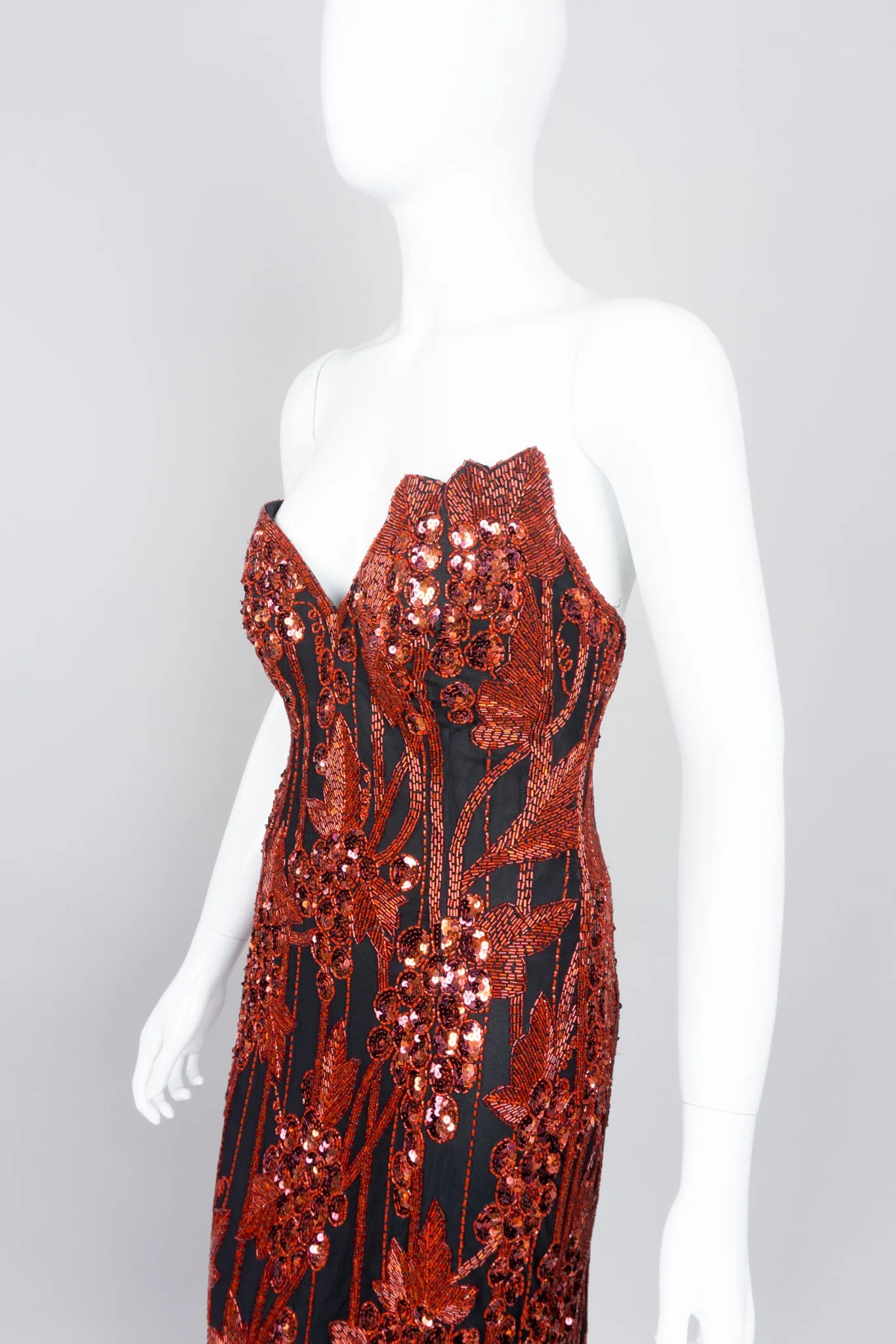 Red Grapes Beaded Gown