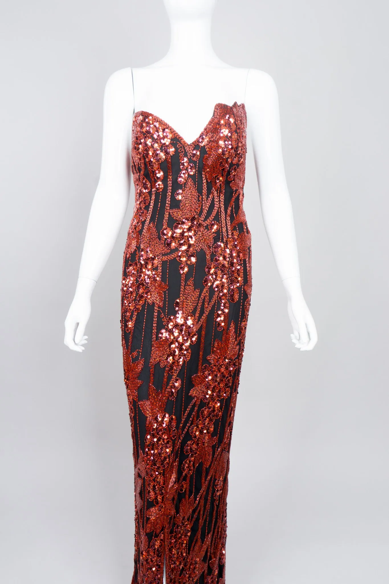 Red Grapes Beaded Gown