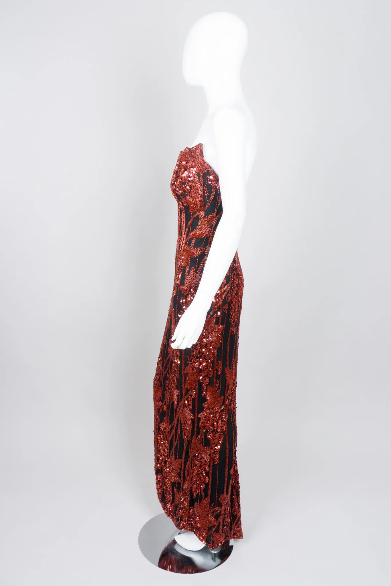 Red Grapes Beaded Gown
