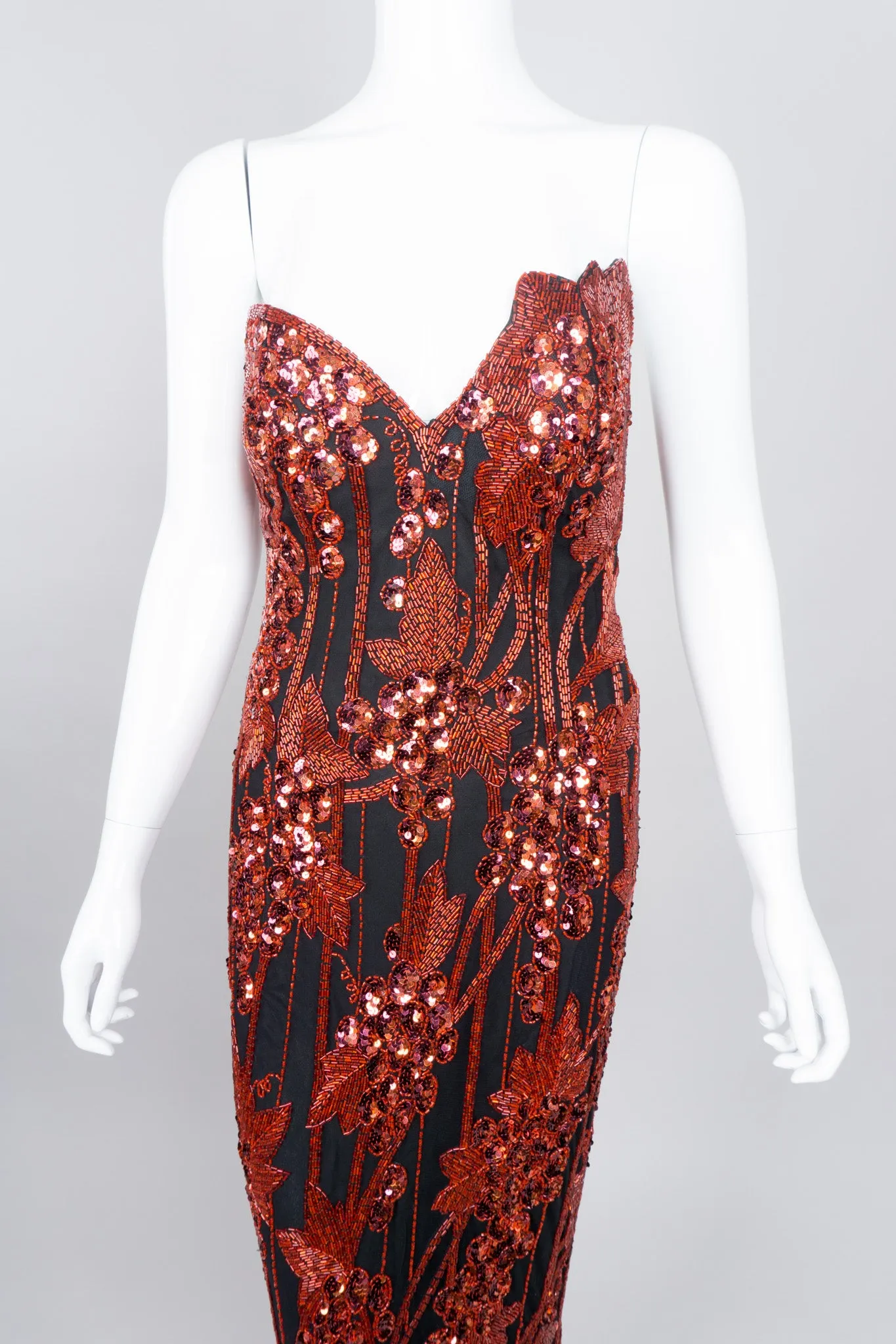 Red Grapes Beaded Gown