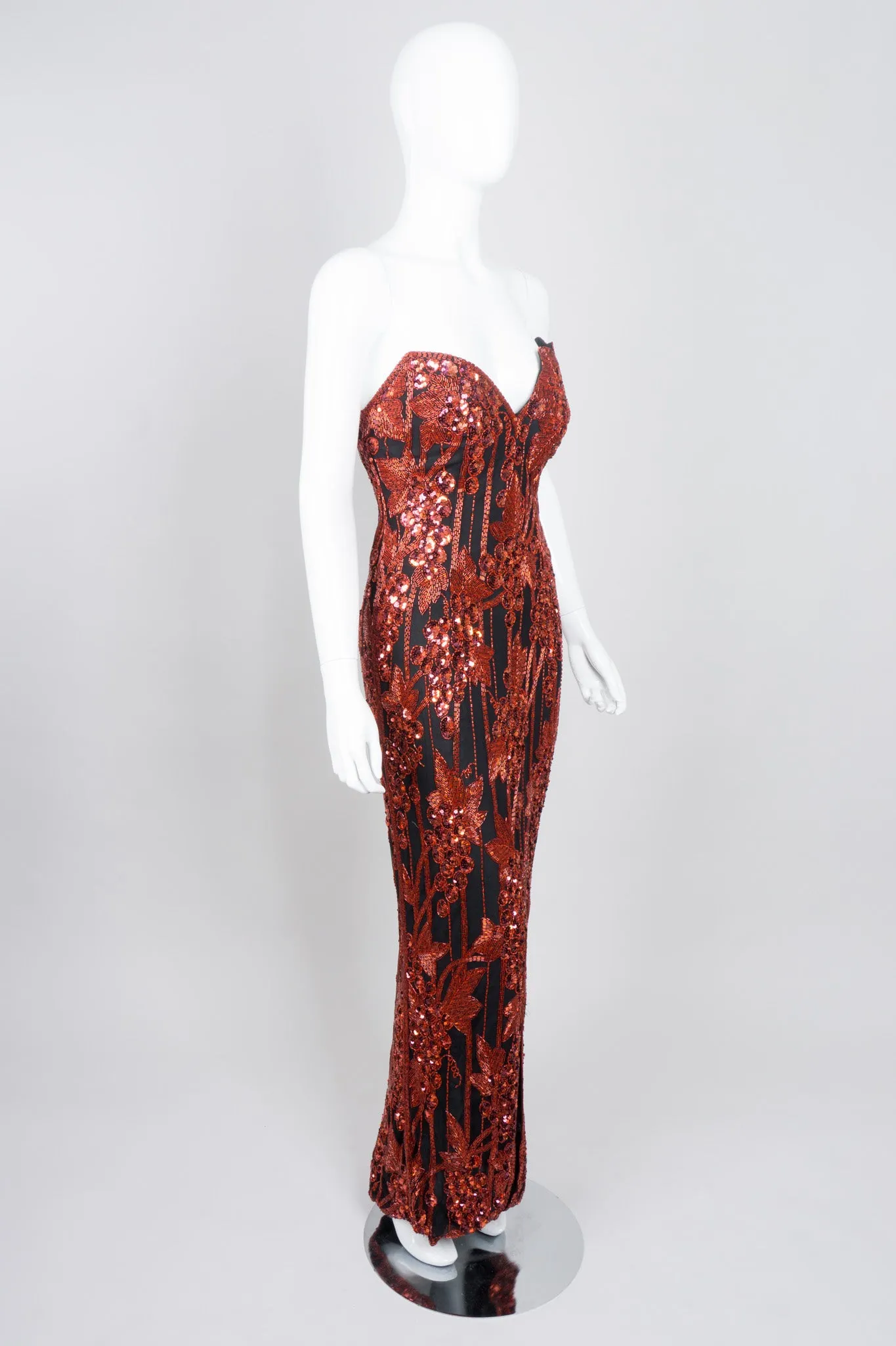 Red Grapes Beaded Gown