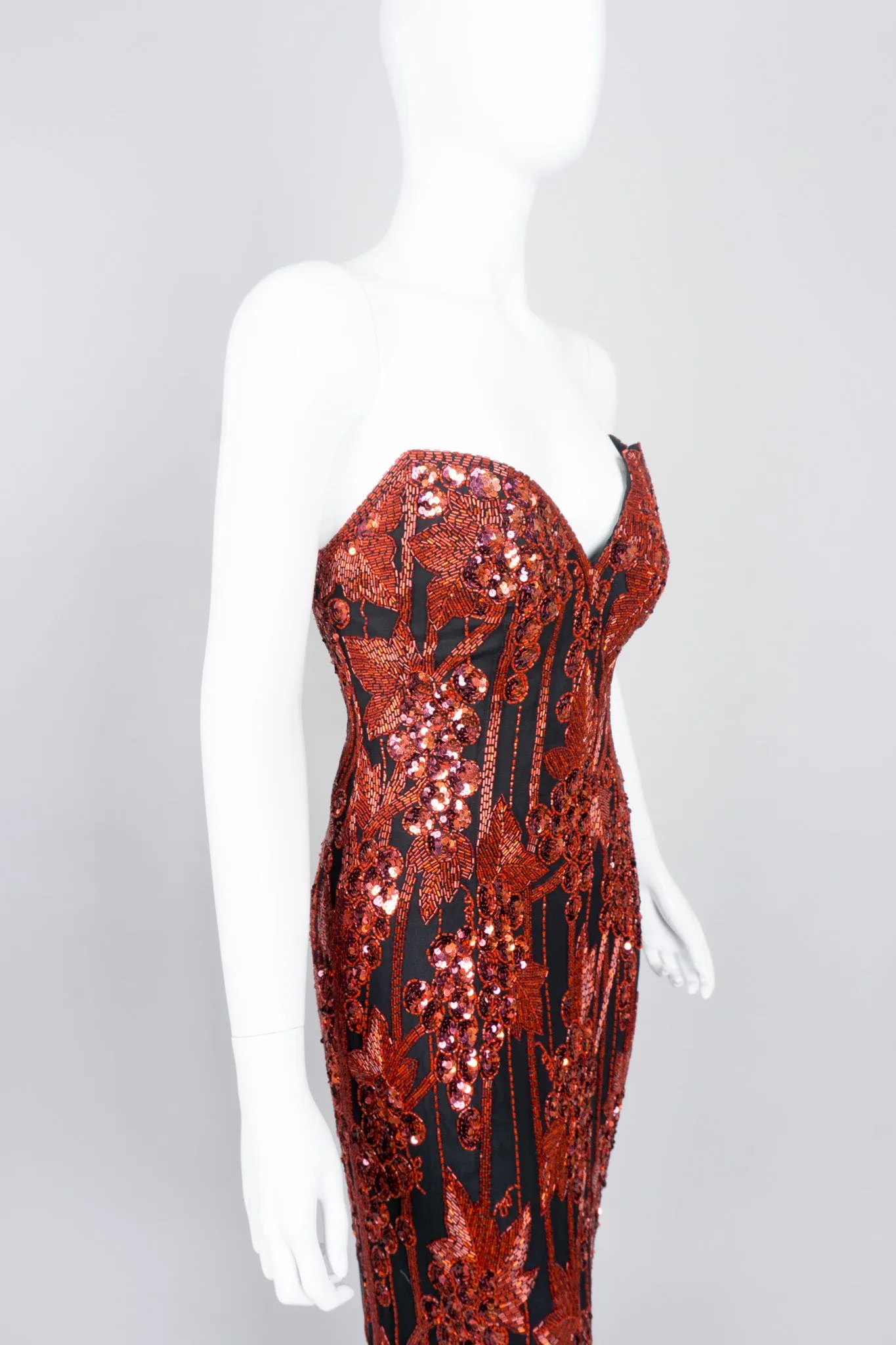 Red Grapes Beaded Gown