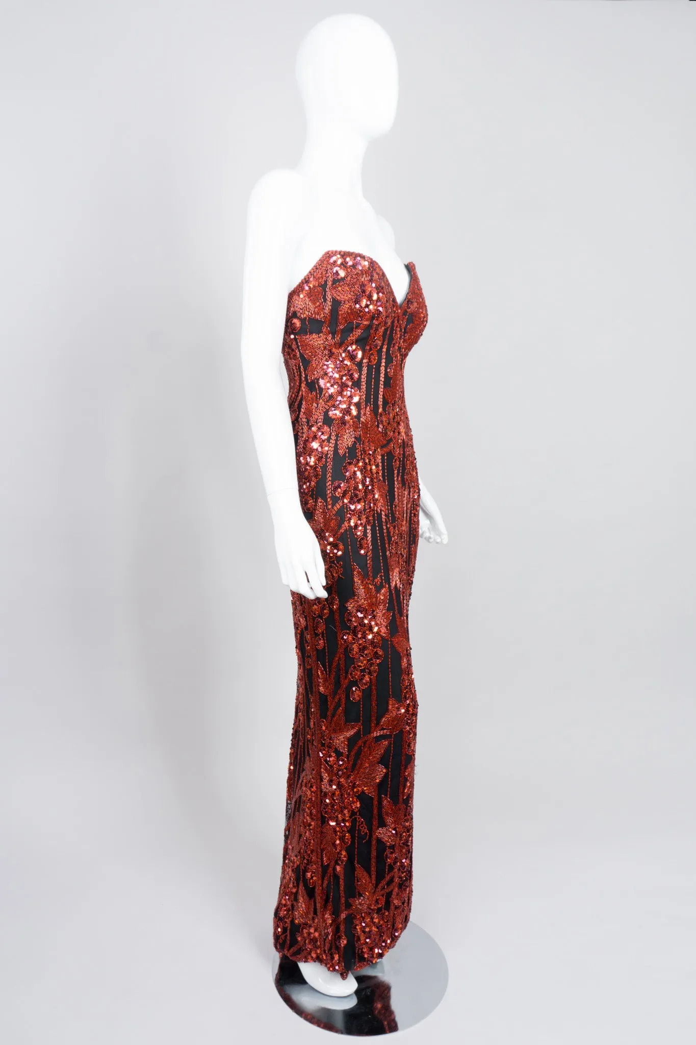Red Grapes Beaded Gown