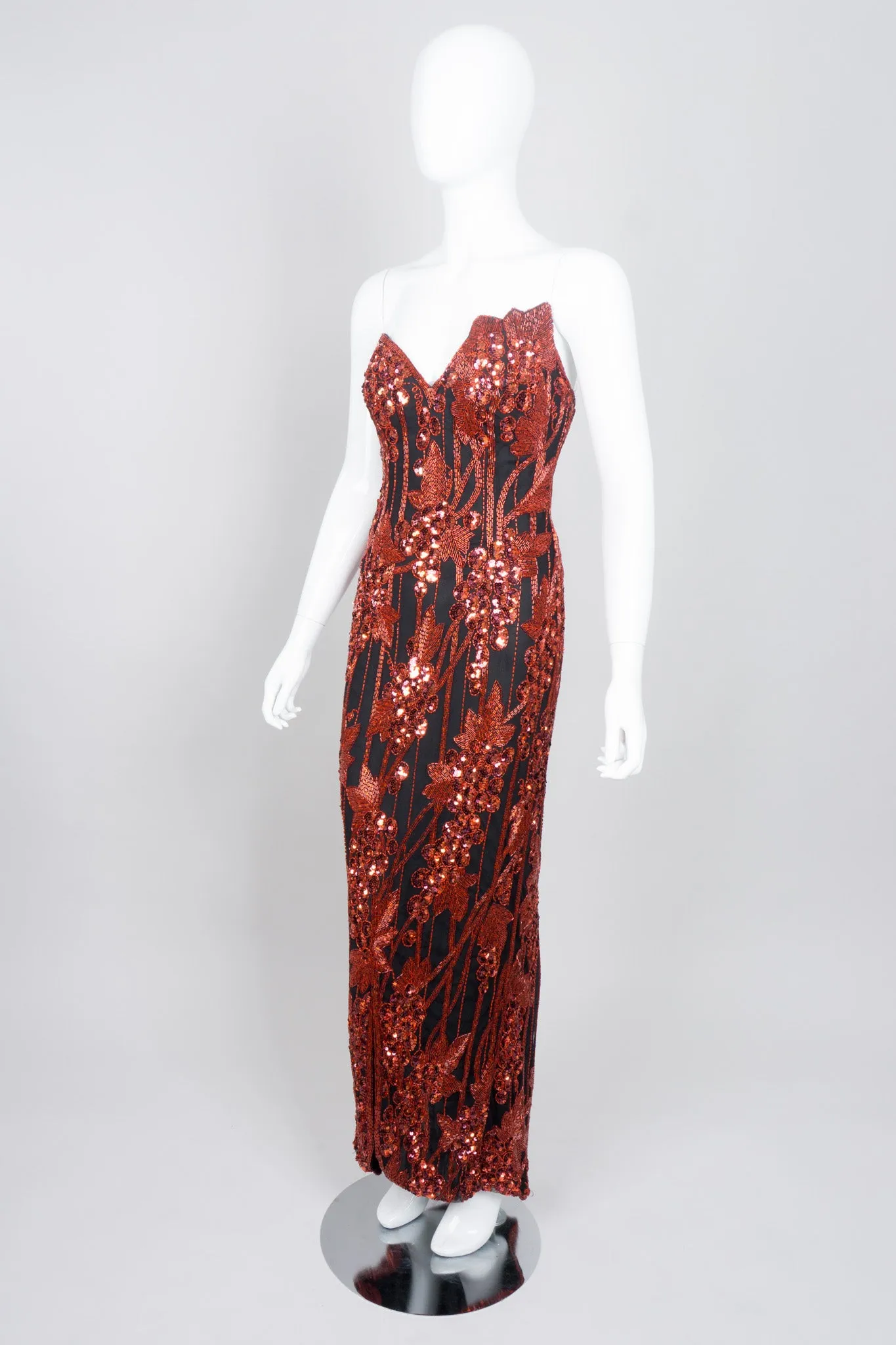 Red Grapes Beaded Gown