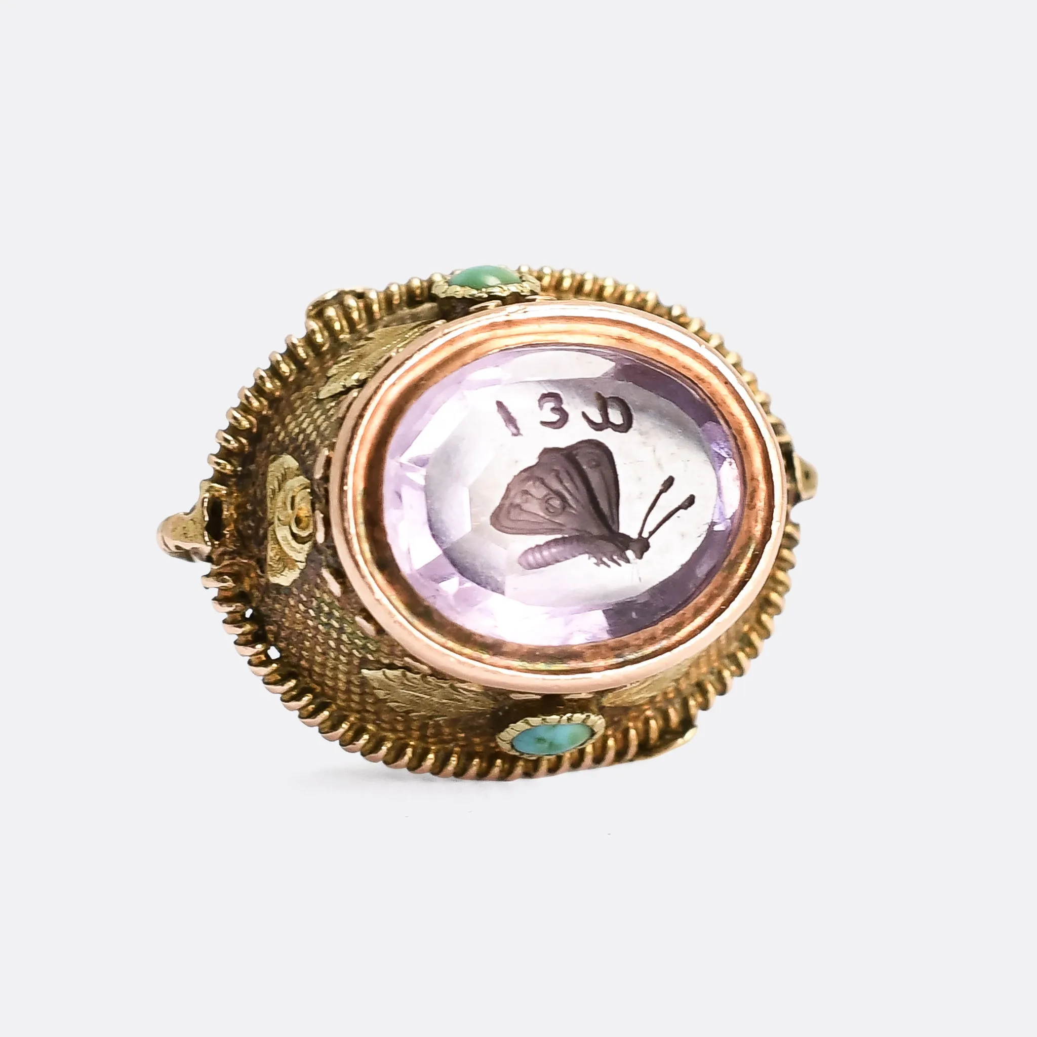 Regency Period AEI Flower Basket Seal Fob Pendant