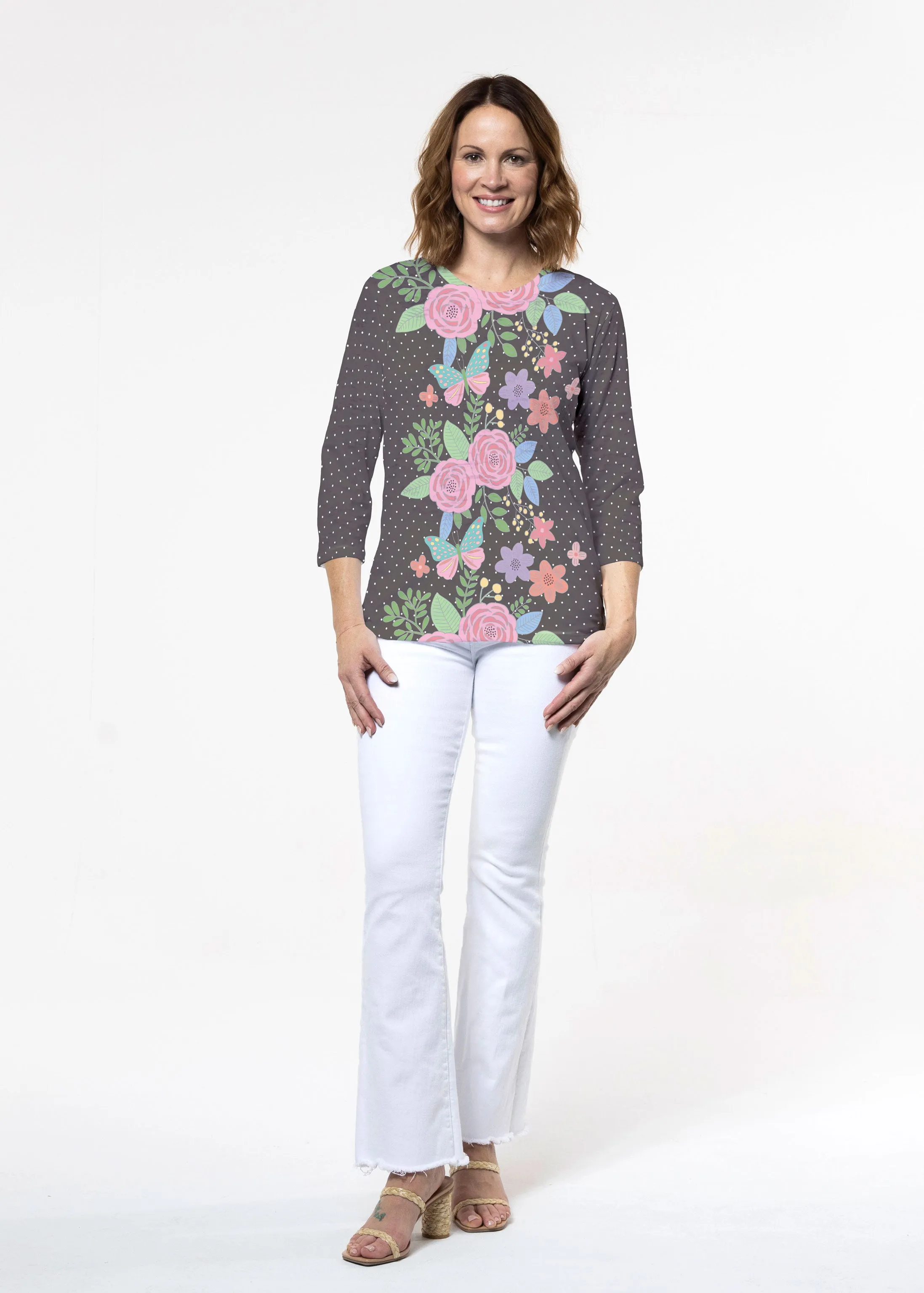 Rosalyn (14298) ~ Signature 3/4 Sleeve Crew Neck Top