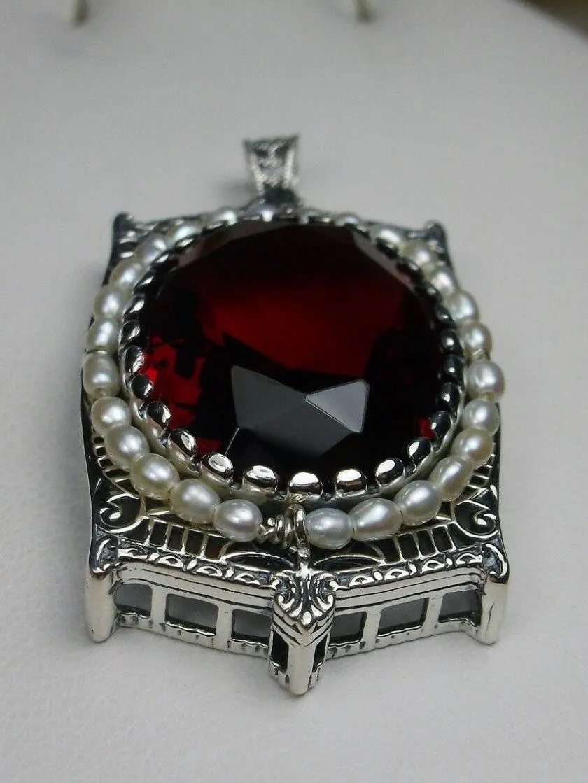 Ruby Pendant, Victorian Revival Jewelry #P55