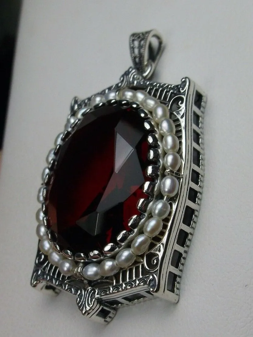 Ruby Pendant, Victorian Revival Jewelry #P55