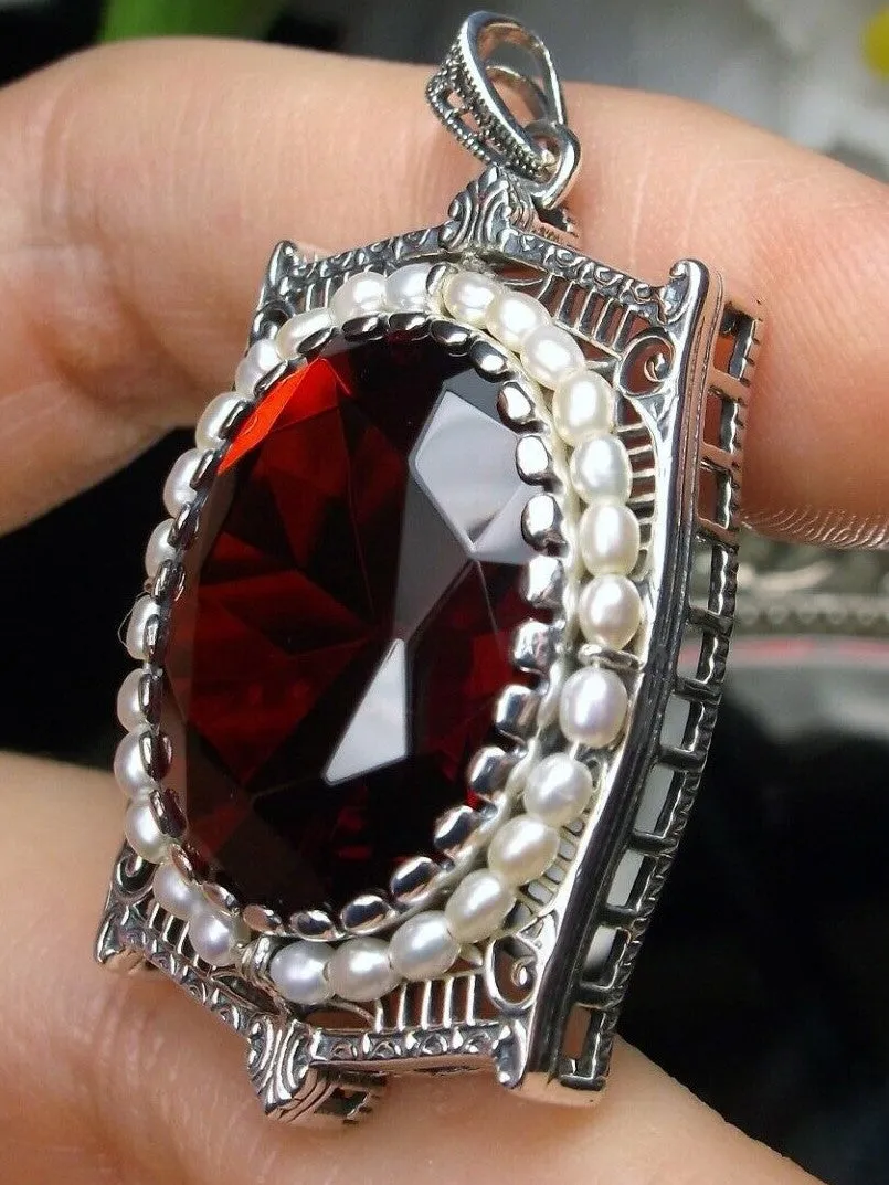 Ruby Pendant, Victorian Revival Jewelry #P55