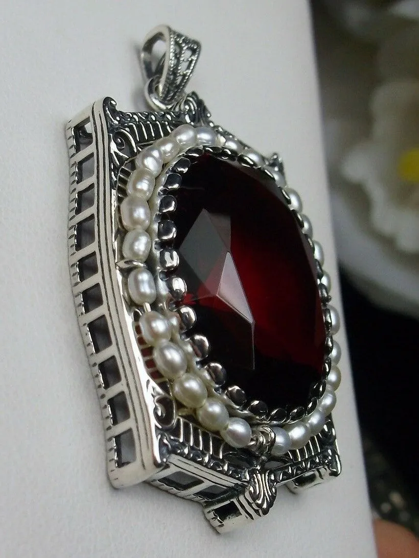 Ruby Pendant, Victorian Revival Jewelry #P55