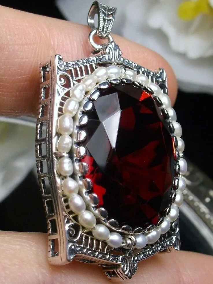 Ruby Pendant, Victorian Revival Jewelry #P55