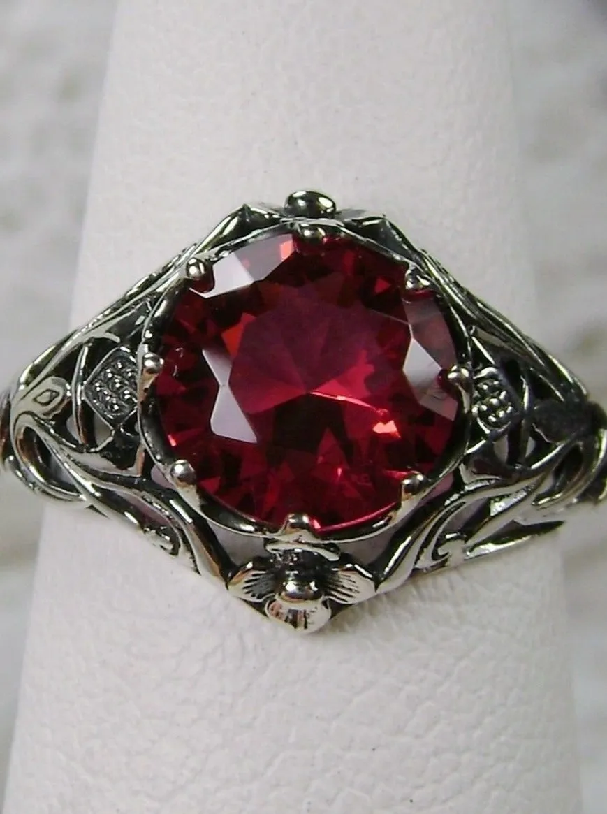 Ruby Ring, Size 7, Daisy Filigree, Victorian Jewelry #D66 - Ready to Ship