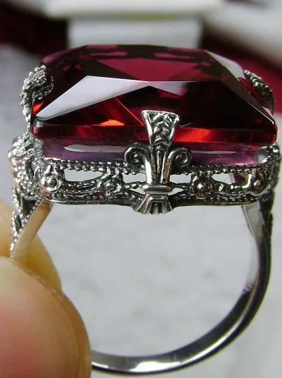 Ruby Ring, Size 7.5, 12ct Square Gem, Victorian Jewelry #D77 - Ready to Ship
