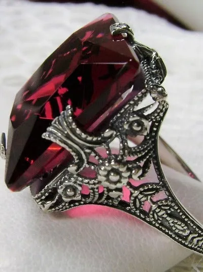 Ruby Ring, Size 7.5, 12ct Square Gem, Victorian Jewelry #D77 - Ready to Ship