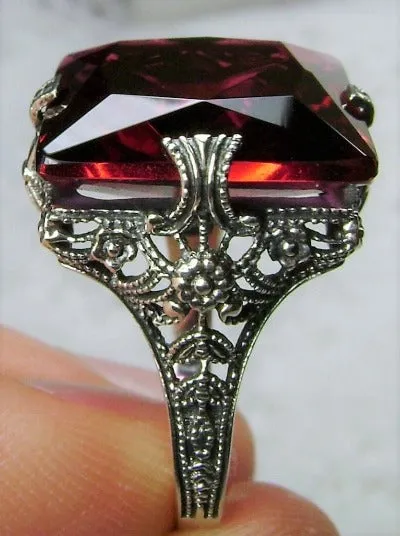 Ruby Ring, Size 7.5, 12ct Square Gem, Victorian Jewelry #D77 - Ready to Ship