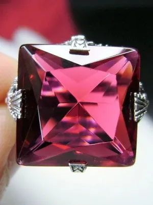 Ruby Ring, Size 7.5, 12ct Square Gem, Victorian Jewelry #D77 - Ready to Ship