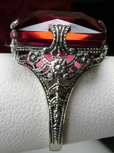 Ruby Ring, Size 7.5, 12ct Square Gem, Victorian Jewelry #D77 - Ready to Ship