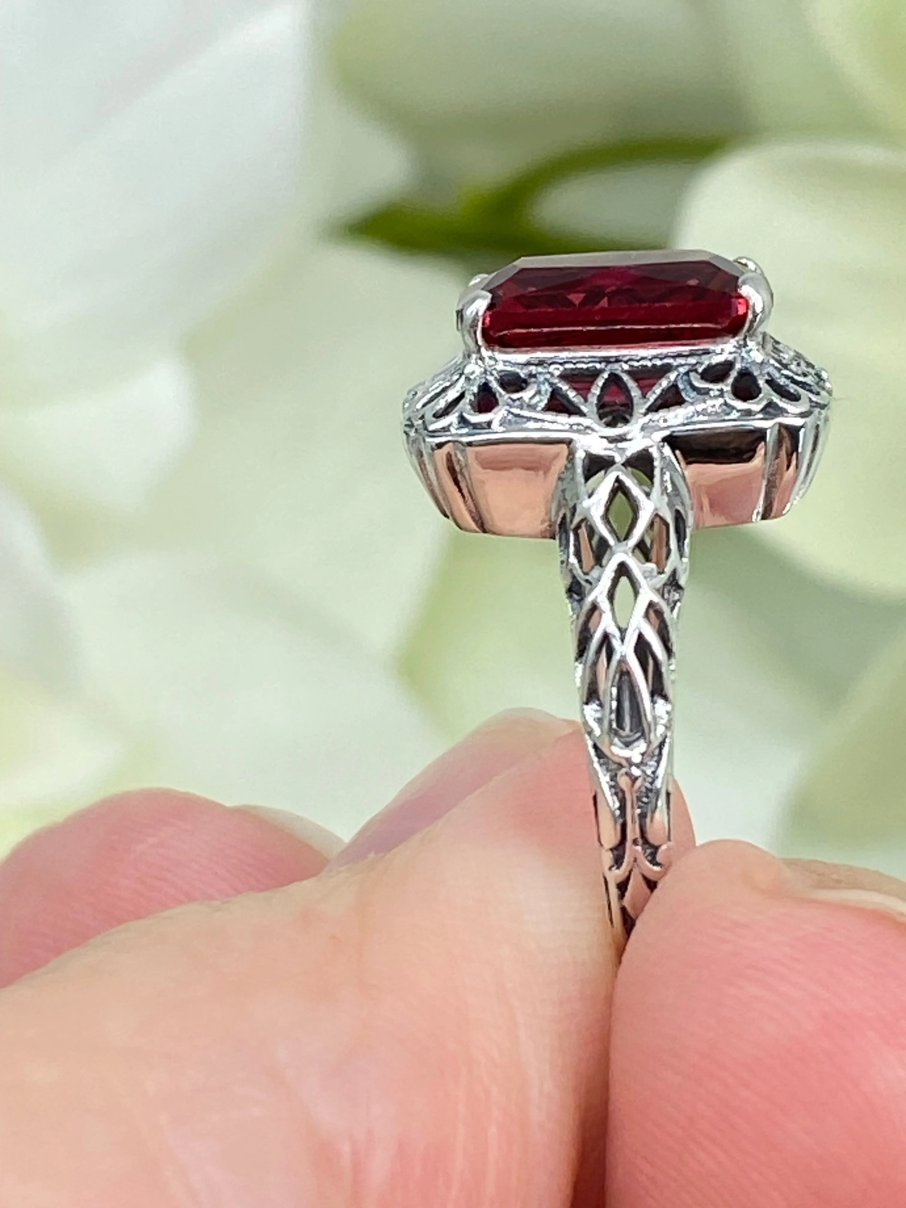 Ruby Ring, Vintage Filigree, Victorian Revival Jewelry, D150