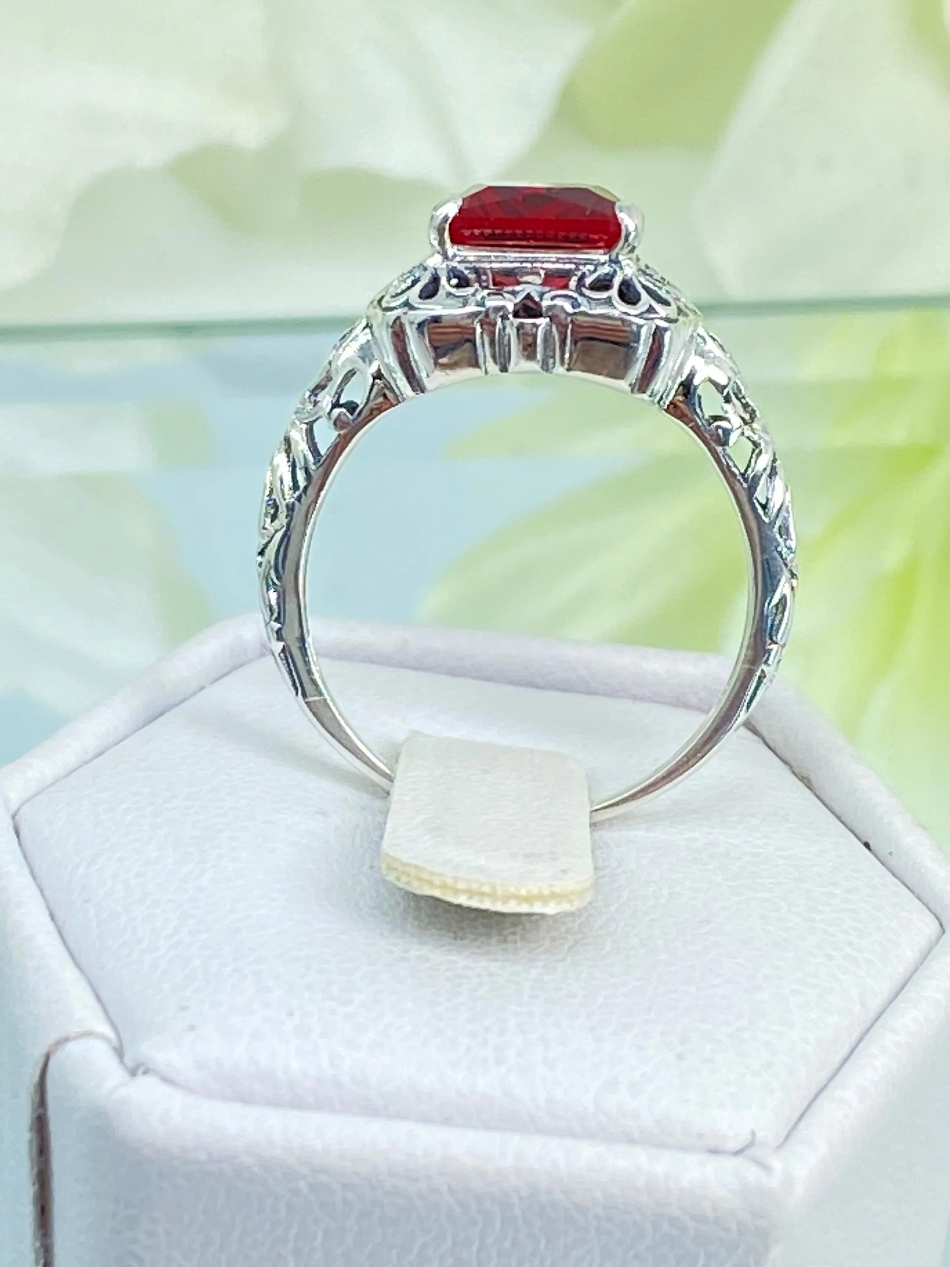 Ruby Ring, Vintage Filigree, Victorian Revival Jewelry, D150