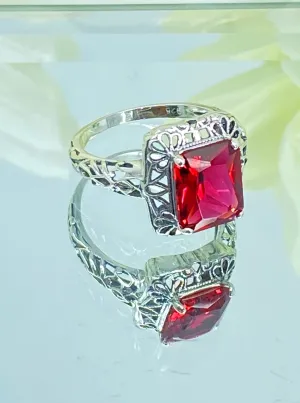 Ruby Ring, Vintage Filigree, Victorian Revival Jewelry, D150