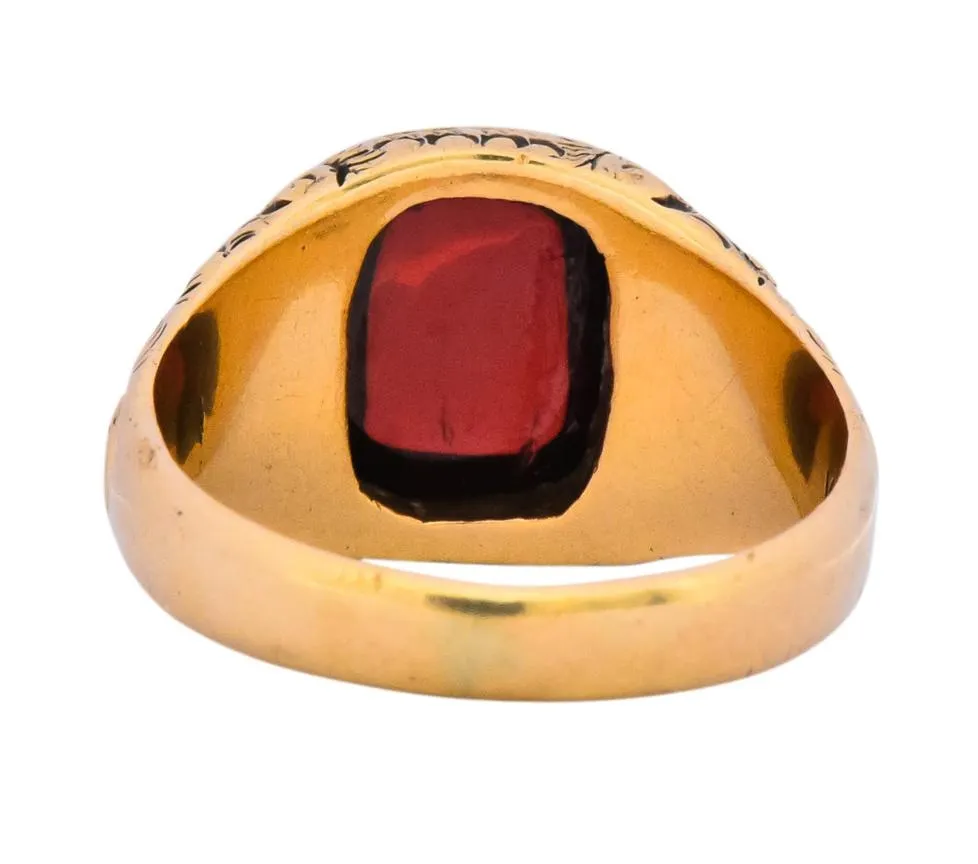 Rudolph Deutsch Co. Victorian Garnet 14 Karat Gold Floral Ring