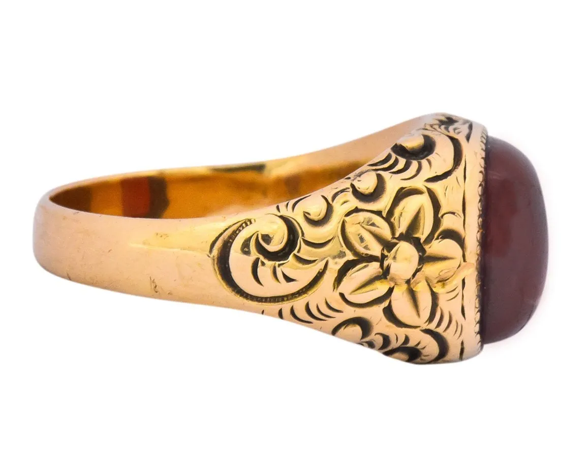 Rudolph Deutsch Co. Victorian Garnet 14 Karat Gold Floral Ring