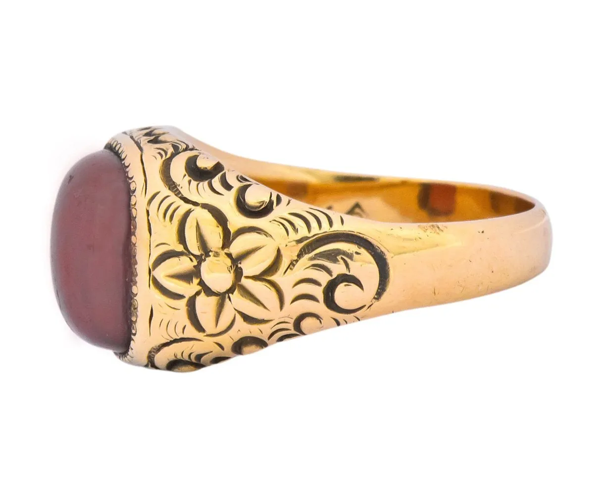 Rudolph Deutsch Co. Victorian Garnet 14 Karat Gold Floral Ring