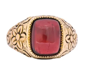 Rudolph Deutsch Co. Victorian Garnet 14 Karat Gold Floral Ring