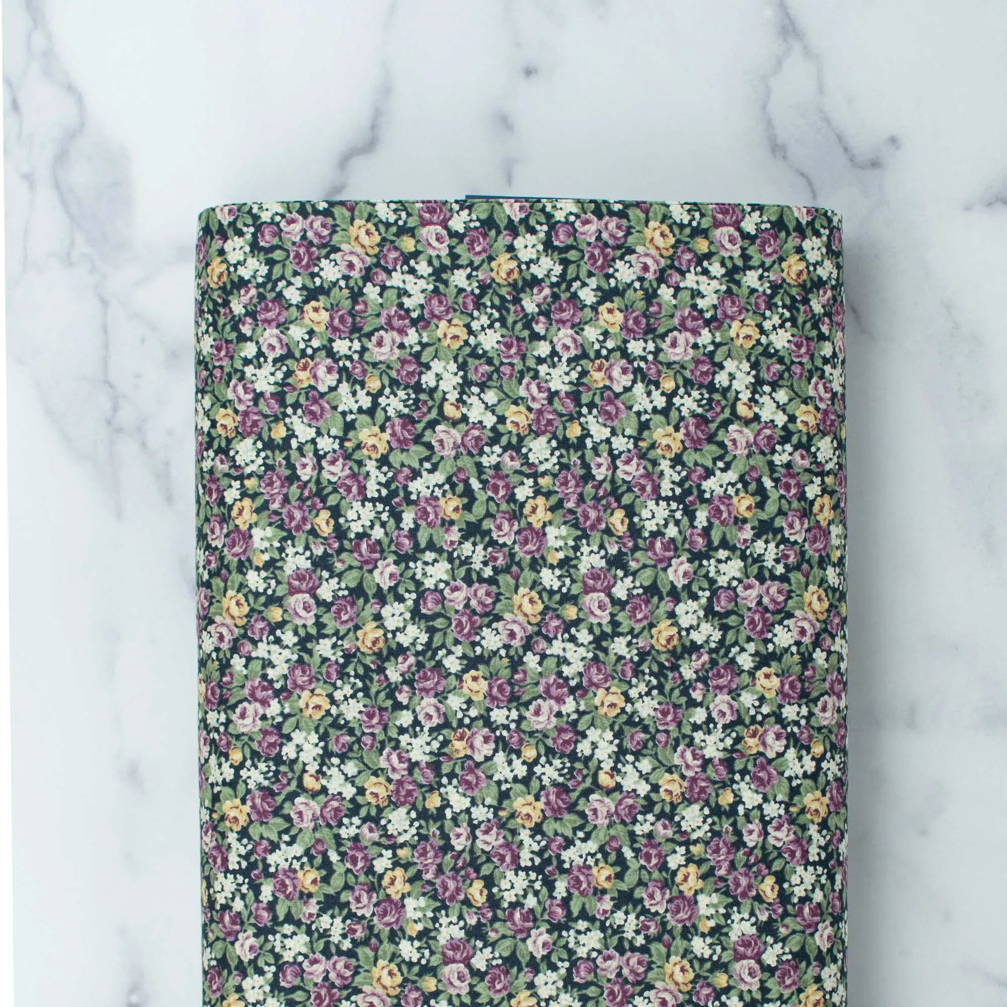 Ruru Bouquet Victorian Rose Collection - Purple & Yellow Roses on Dark Green