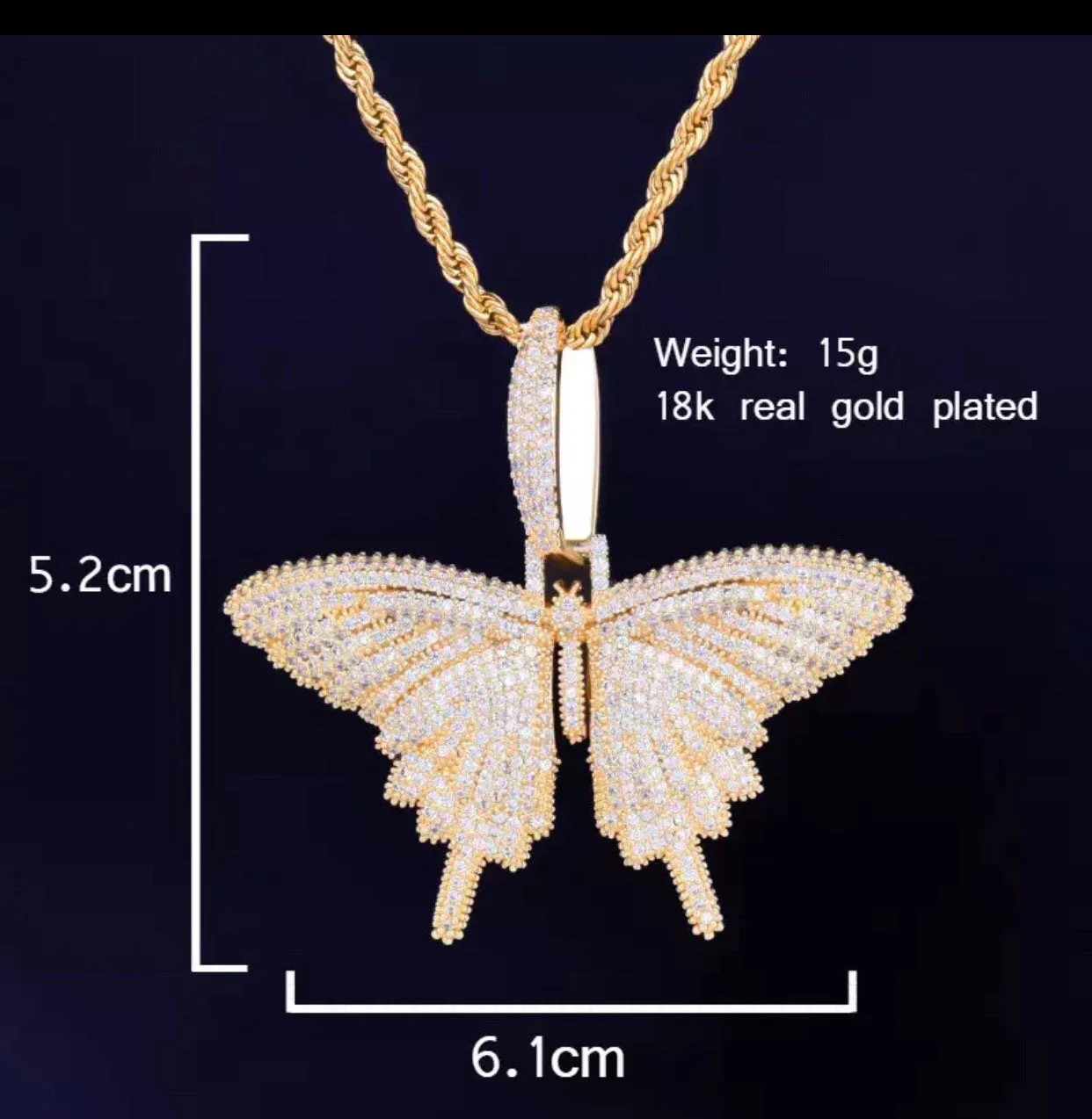 SALE Iced butterfly necklace , bling butterfly , butterfly tennis necklace,tennis necklace and cz butterfly pendant