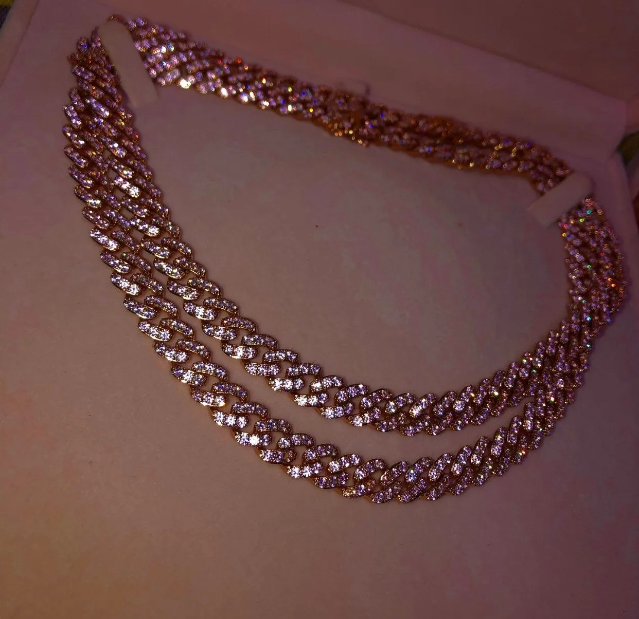 Sale ! Pink and rosegold mini miami cuban link chain, pink barbie  choker , butterfly pink choker, pink Cuban Choker , Iced Out Women Choker