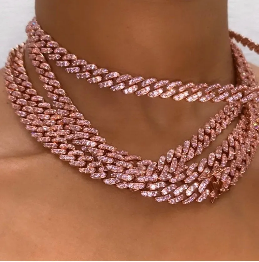 Sale ! Pink and rosegold mini miami cuban link chain, pink barbie  choker , butterfly pink choker, pink Cuban Choker , Iced Out Women Choker