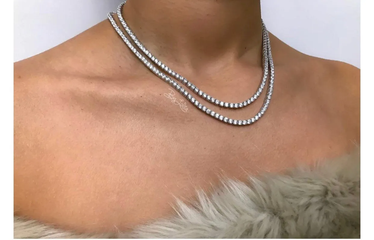 SALE Tennis necklace ,rhinestone tennis necklace ,bling iced necklace ,4mm Iced Zircon 1 Row Tennis Chain Necklace, men tennis necklace