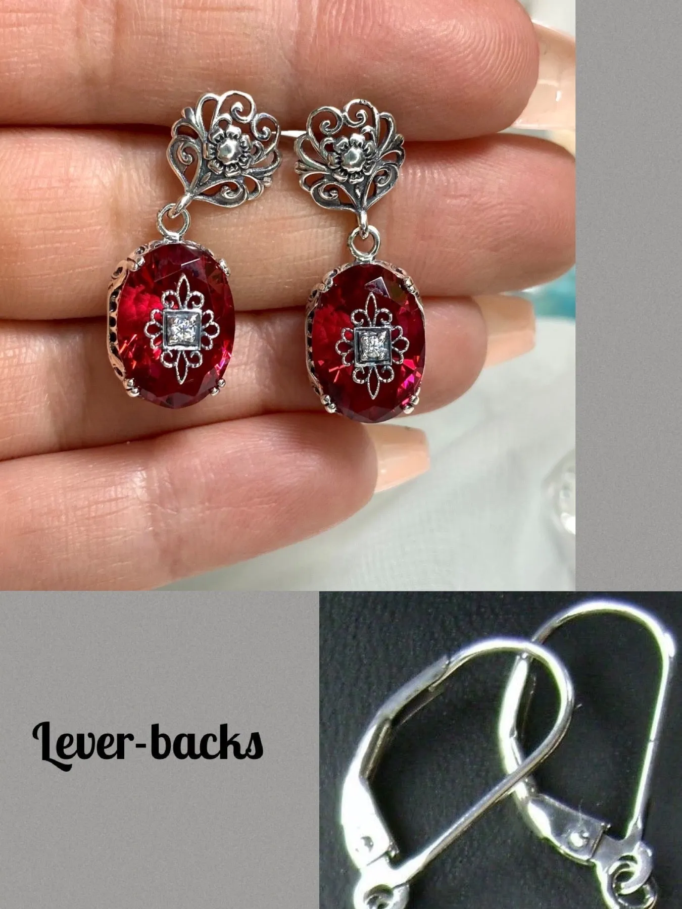 Save 10% on Pink Earrings & Necklace Set, Diamond Inset Gems with Sterling Silver Embellishment, Vintage Edwardian Jewelry #E70e