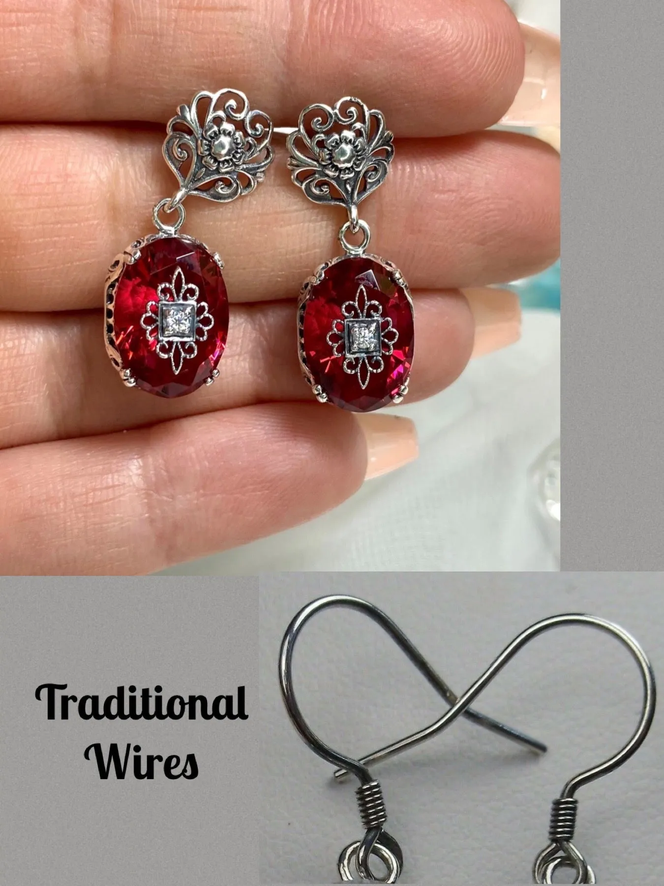 Save 10% on Pink Earrings & Necklace Set, Diamond Inset Gems with Sterling Silver Embellishment, Vintage Edwardian Jewelry #E70e
