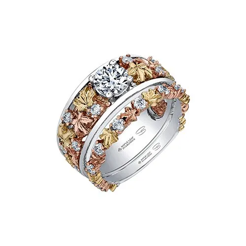 Shelly Purdy 14K Tri Gold (0.95ct) Maple Leaf Canadian Diamond Ring