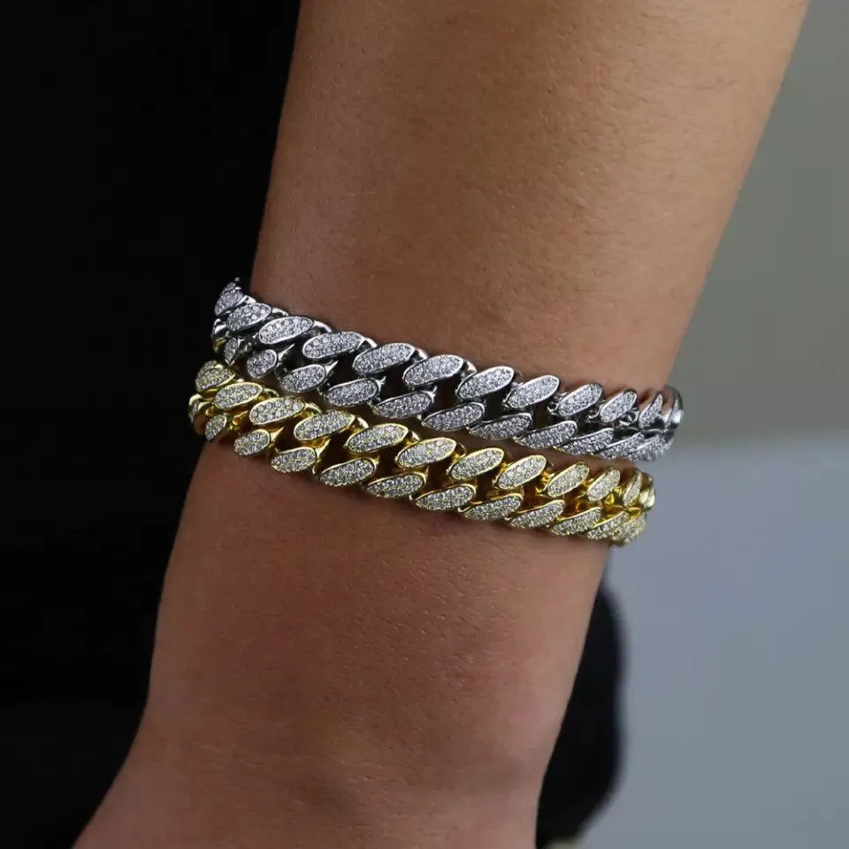 Silver cuban link bracelet ,men cuban bracelet, sparking bling 5A cubic zirconia CZ cuban link chain bracelet for men high quality iced out