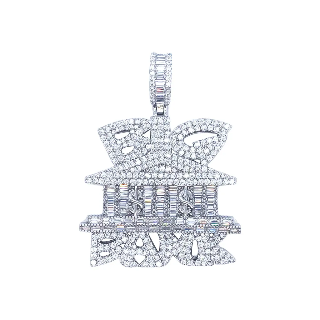 Silver VVS Moissanite 6.04 Ctw Big Cash Bank Hip Hop Pendant