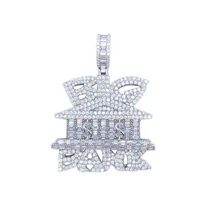 Silver VVS Moissanite 6.04 Ctw Big Cash Bank Hip Hop Pendant
